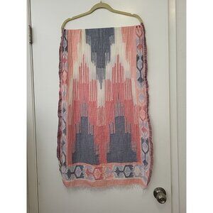 J.Jill Scarf Tribal Aztec Salmon Teal Off White 74x23